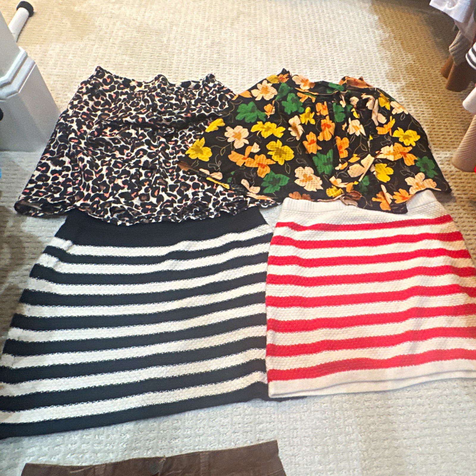 Women’s Skirt Lot of 4 Size Small Knit Striped Floral Leopard Print