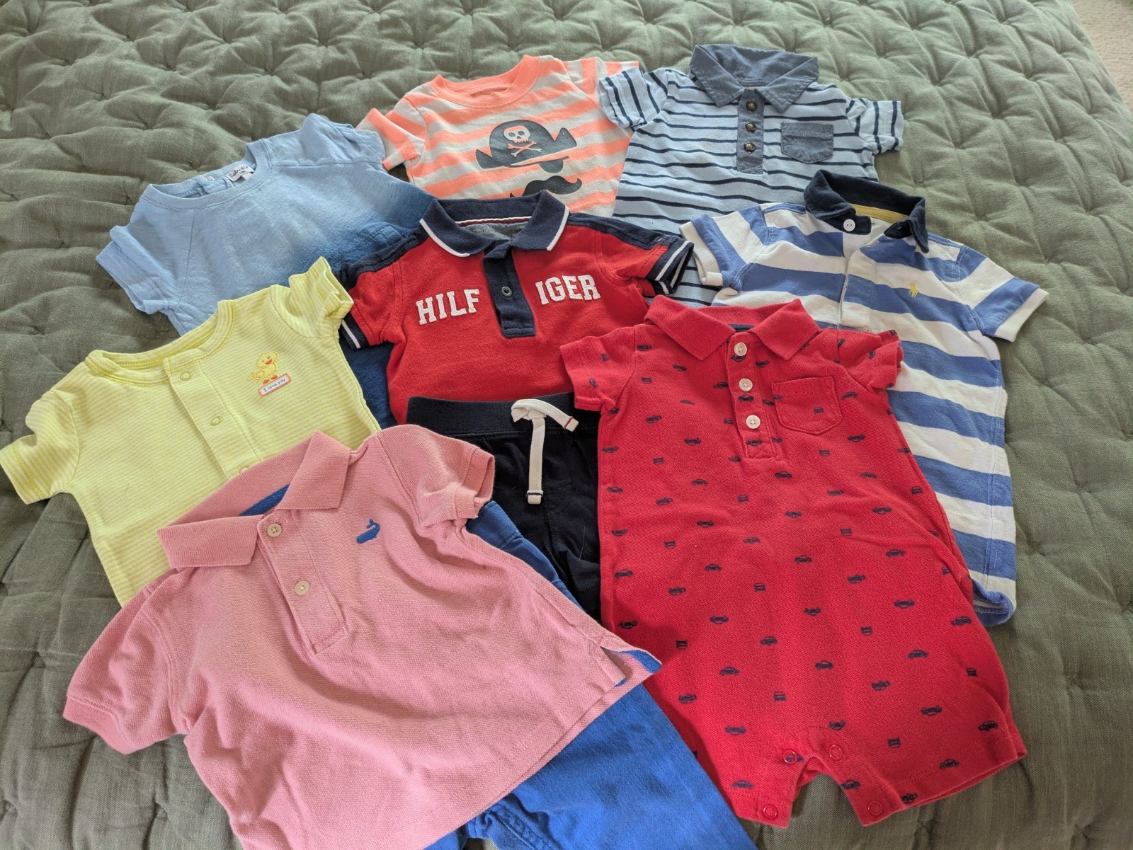 Lot Of 8 Boys Clothing Size 6-9 Months Carters Ralph Lauren Tommy Hilfiger