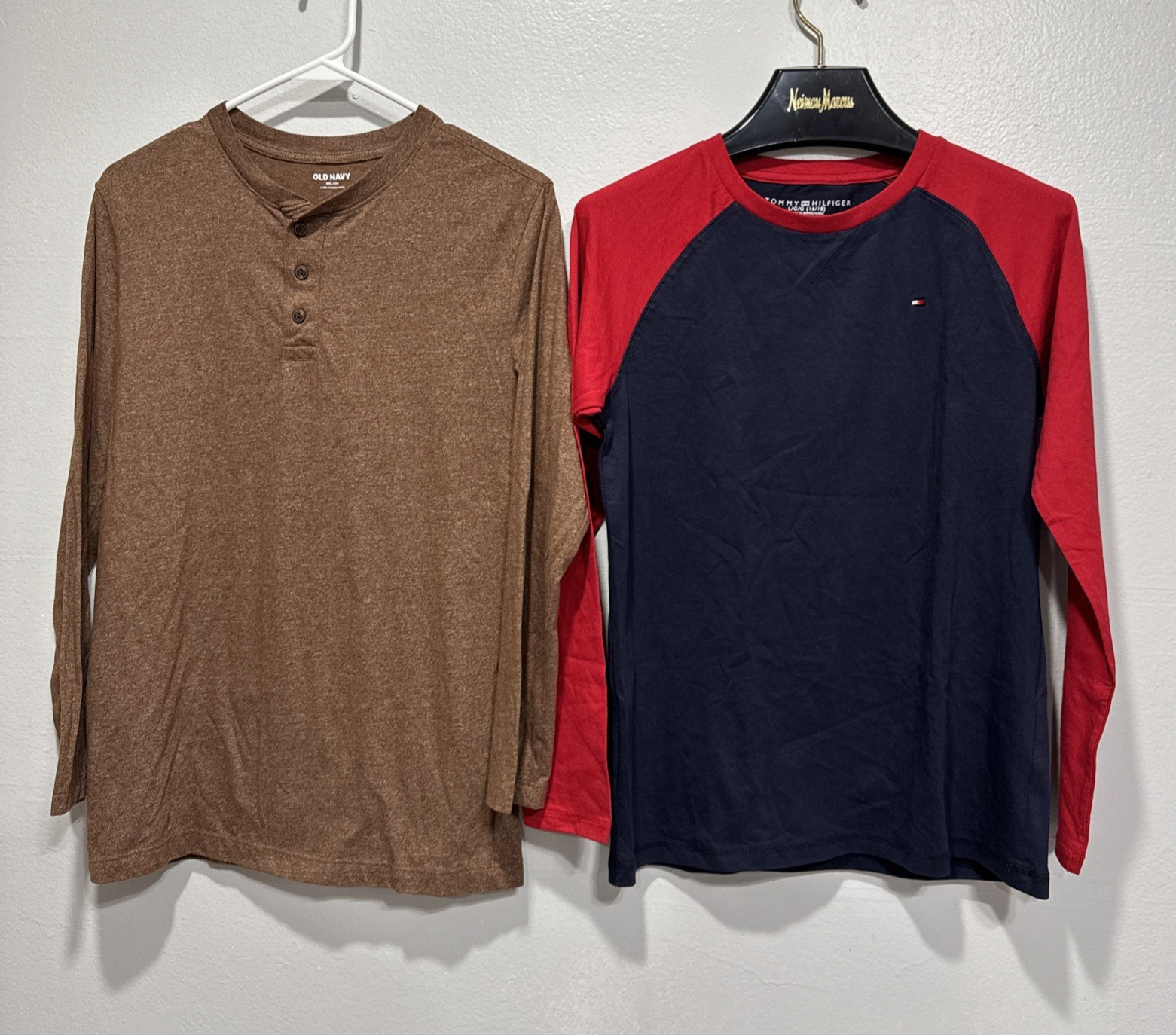 Boys Clothes 16/18 Tommy Hilfiger Navy Red Long Sleeve Tee, Gap Brown Henley