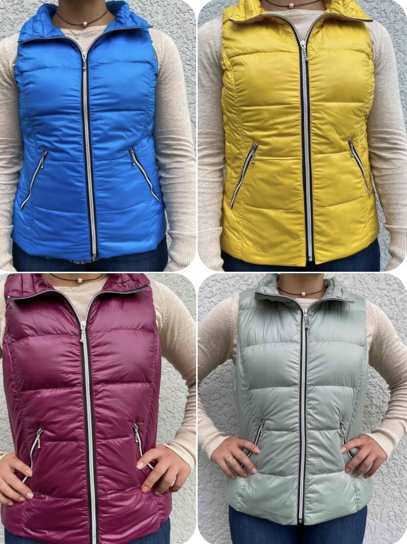 Wholesale Lot Of 75 Women’s Anorak Short Nylon Down Vest Various Colors / Sizes