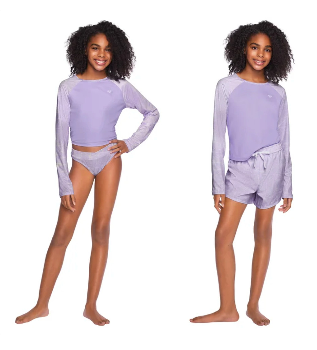 NWT Roxy 3 Piece Swim Set | Youth Girls Bikini & Cover-Up | Cruise Holiday 10/12