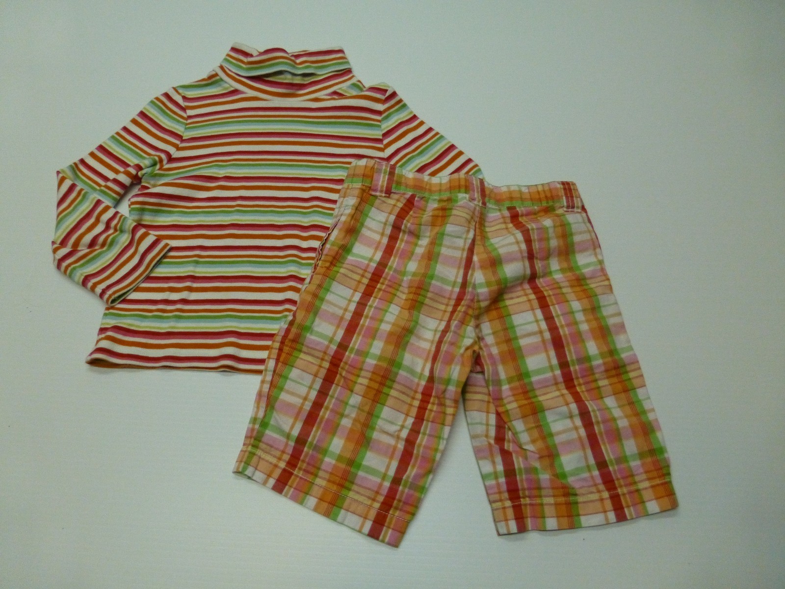 Gymboree Shorts Girls Size 5 Striped Shirt & Size 6 Plaid Shorts Great Condition