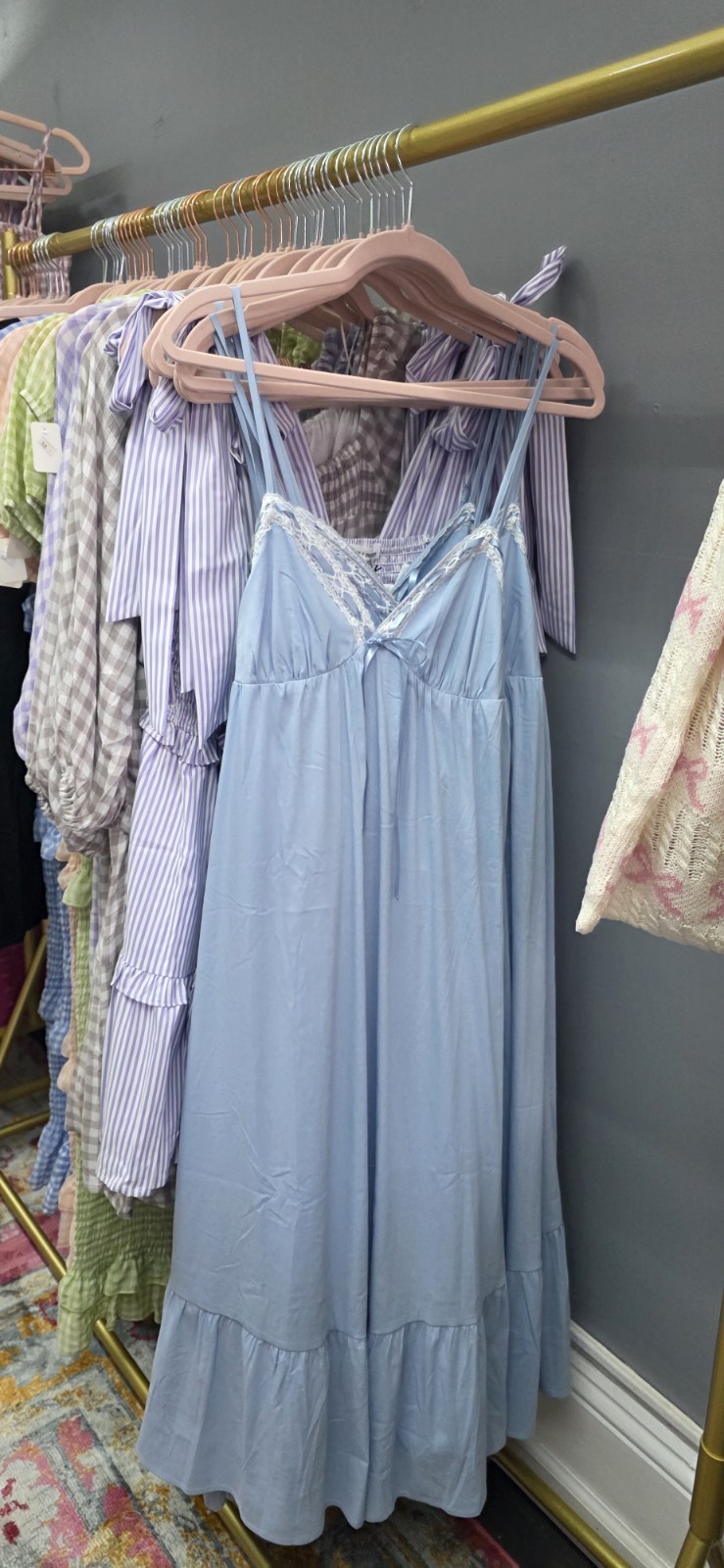 Wholesale Lot Of (6) Summer Cottagecore Blue Slip Boutique Dresses XS S M L