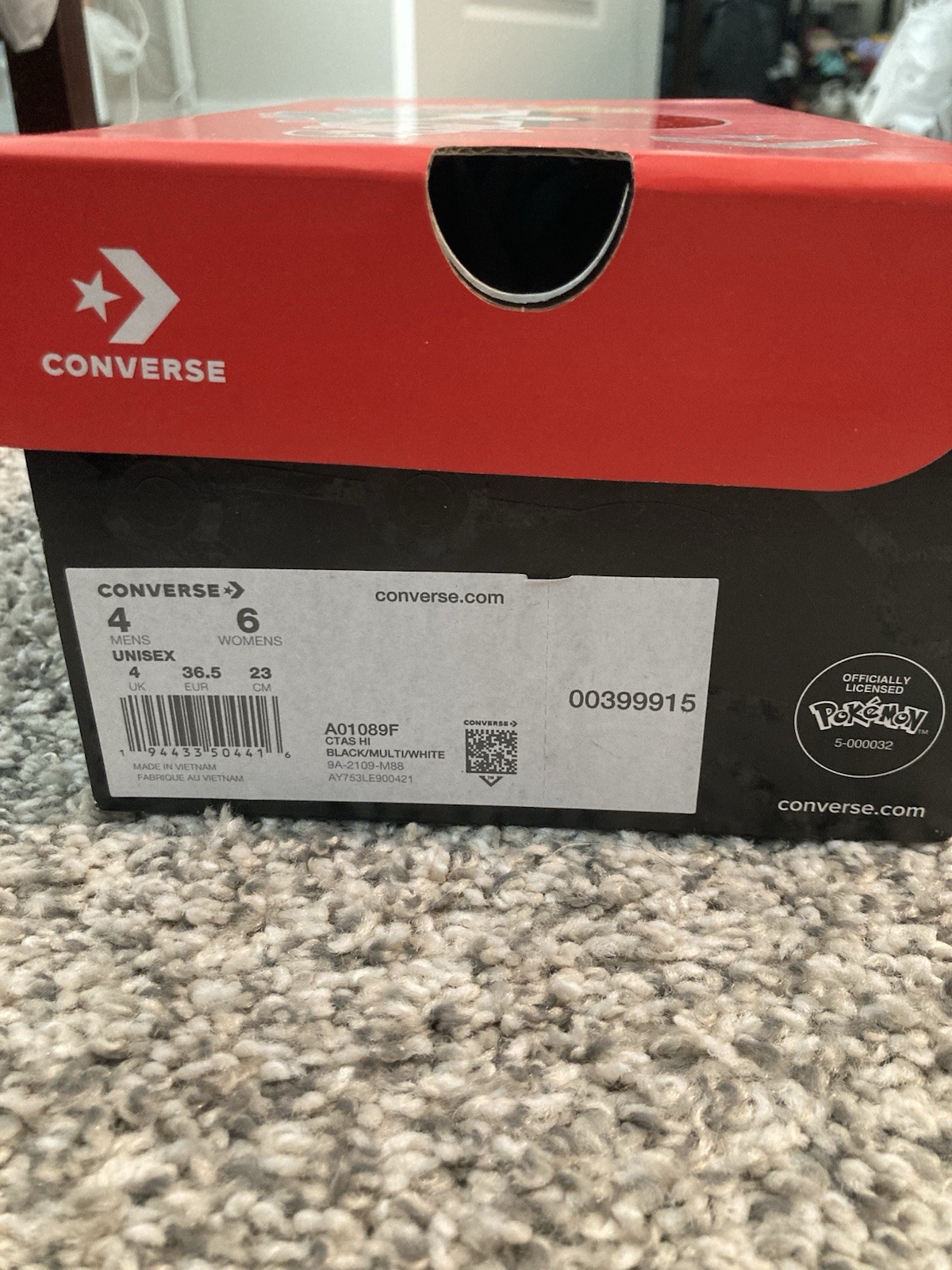 New Pokémon All Star Converse Collaboration Shoes Size 4 Men, Size 6 Women US