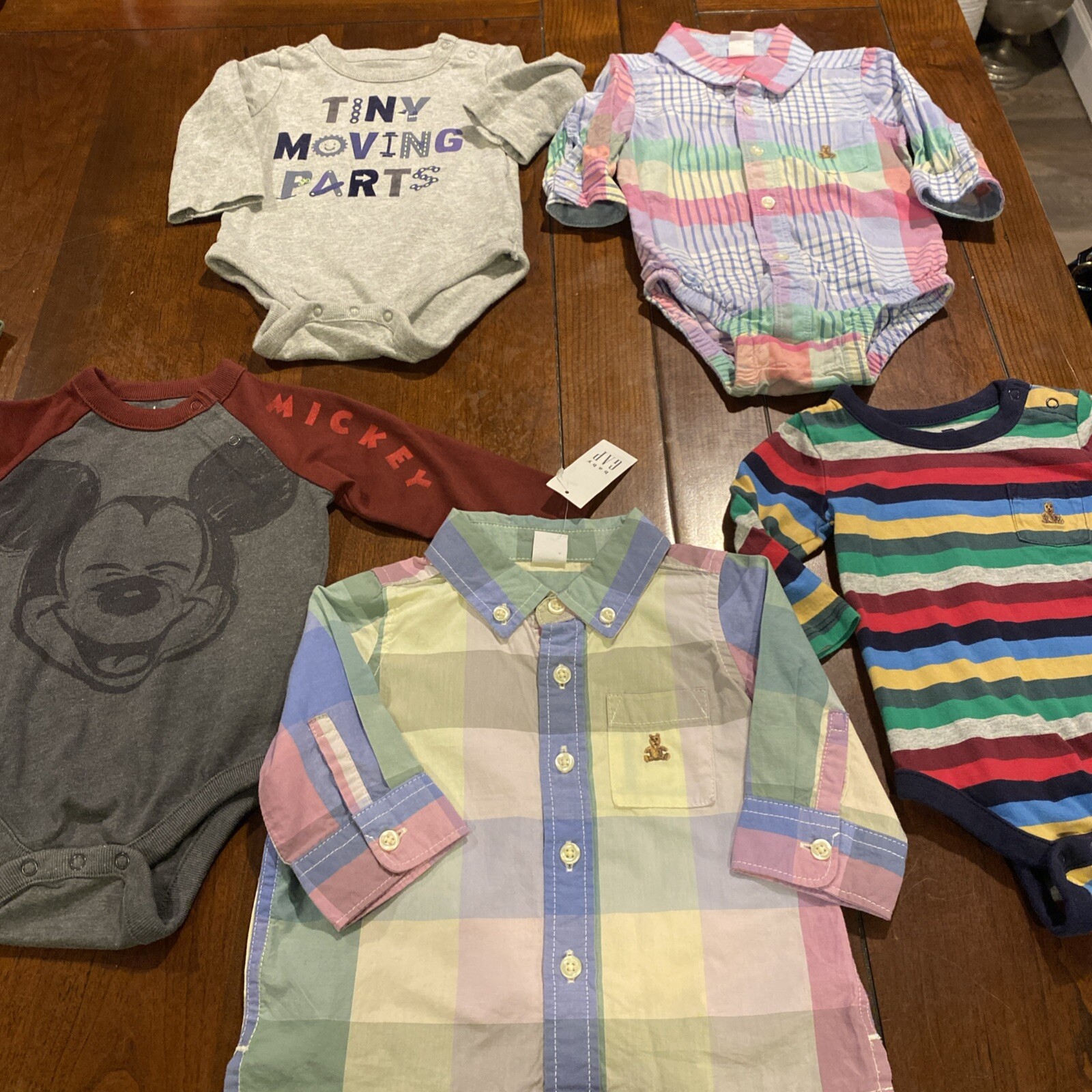 Lot of 5 Baby Boy&rsquo;s Sz 3-6 Months Clothes One Pieces & Button Down Shirts