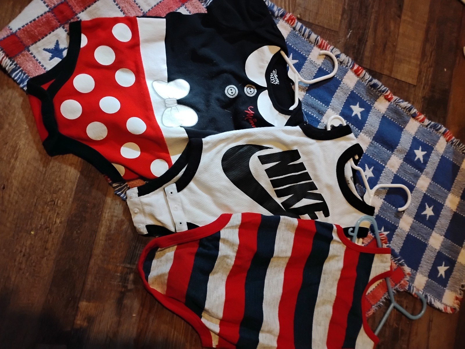 Nike & Disney Baby Girl 3pc Cotton Lot Minnie Mouse Striped Polka Dot