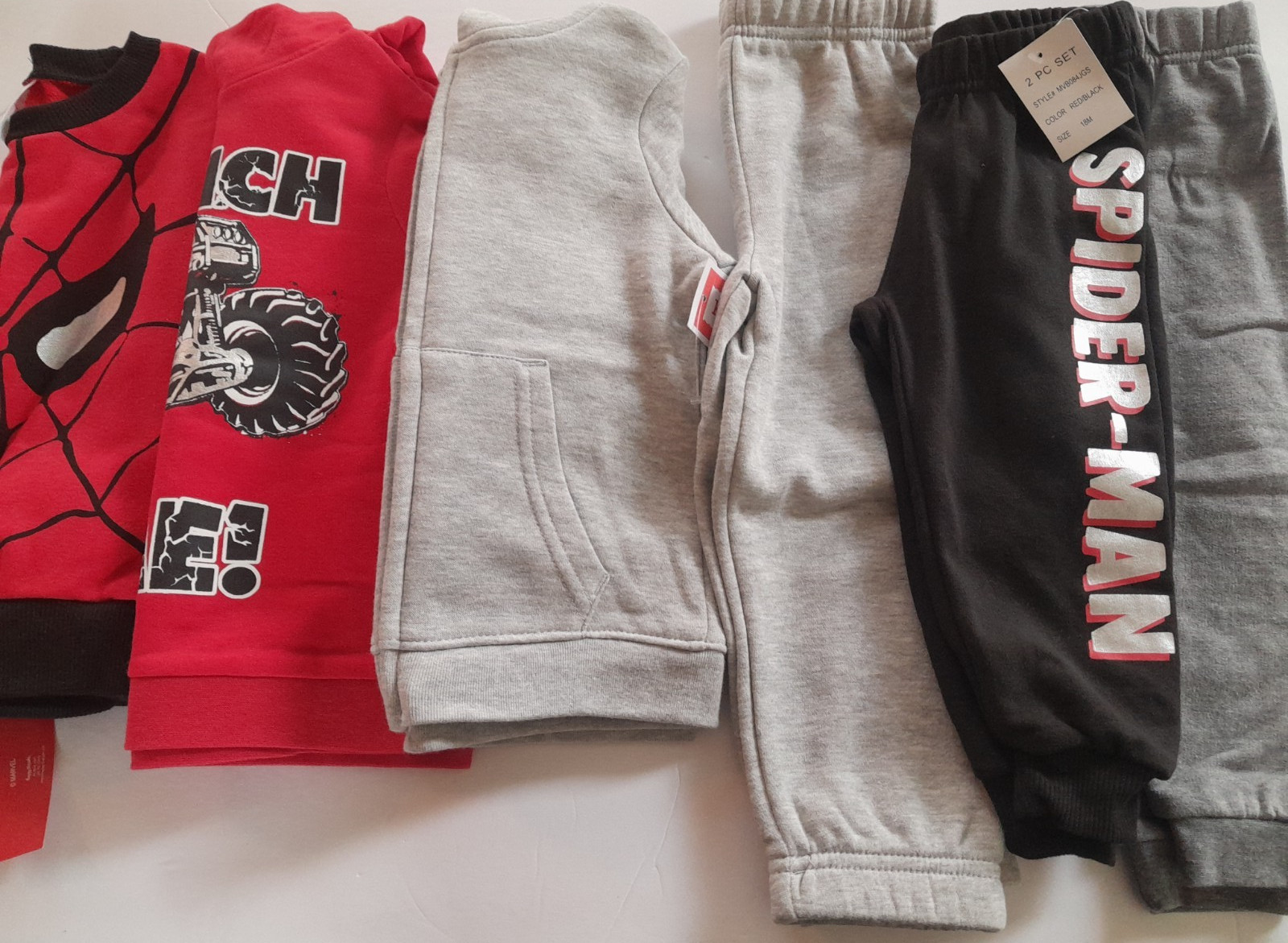 Boys 18M Clothing Lot 6pc Spider-Man Monster Truck Outfits NWT Sets