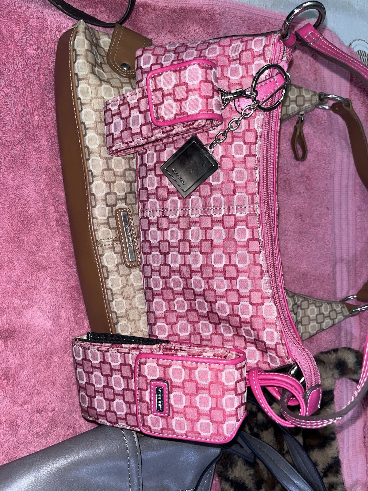 Nine west Lot of 3 Multicolor Leather Handbags Geometric Pattern Everyday