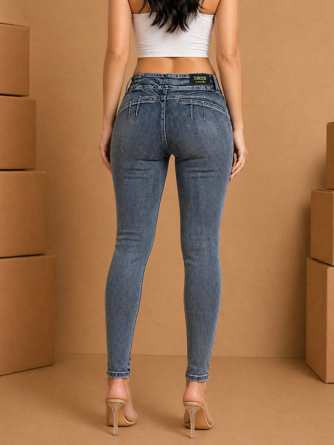 Closeout Lot of 12 Pairs Women Dark Gray Denim Skinny Jeans Pants Wholesale Bulk