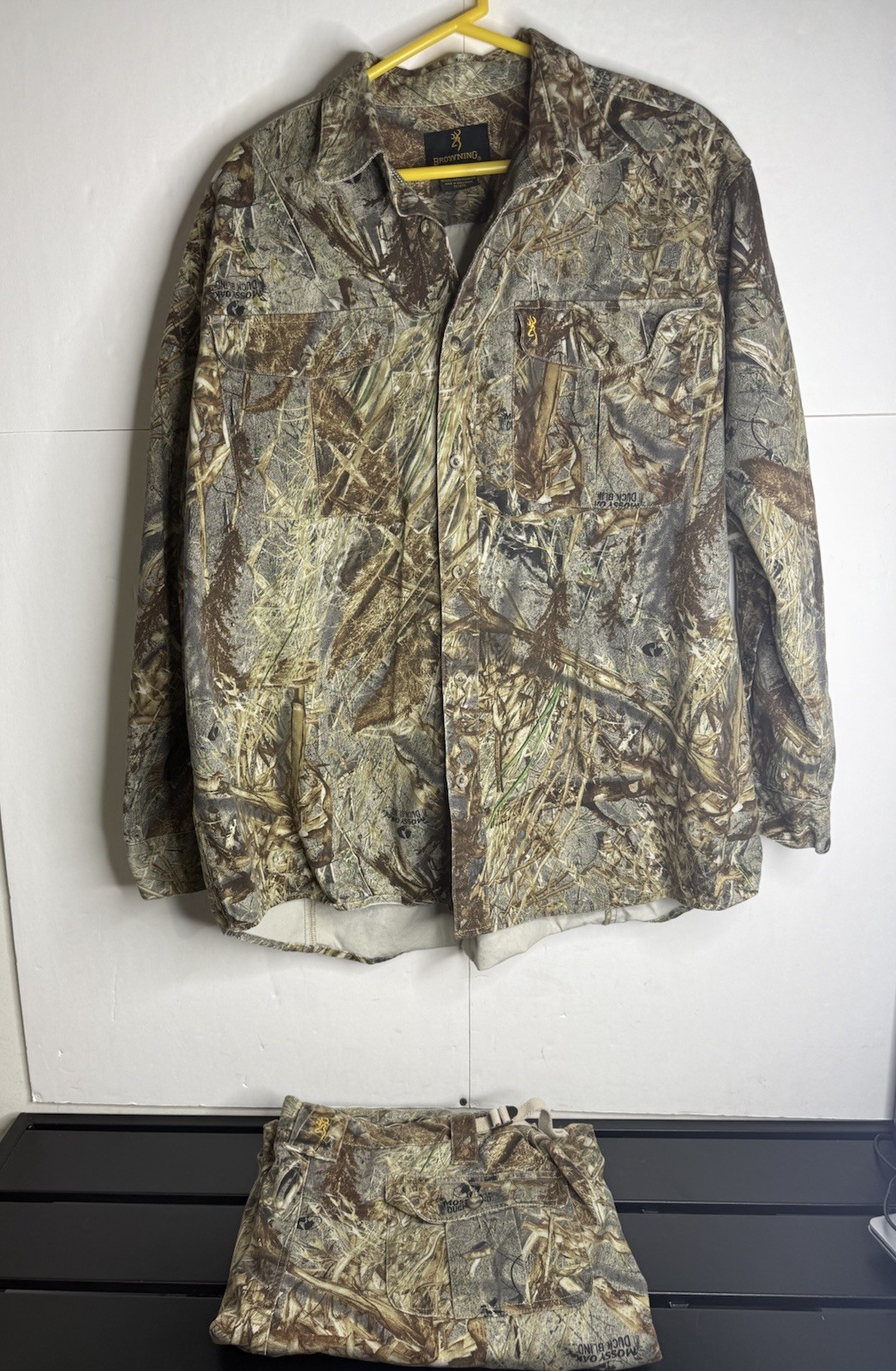 Browning Mens 2XL Camo Mossy Oak Duck Blind Long Sleeve Button Down Shirt Pants