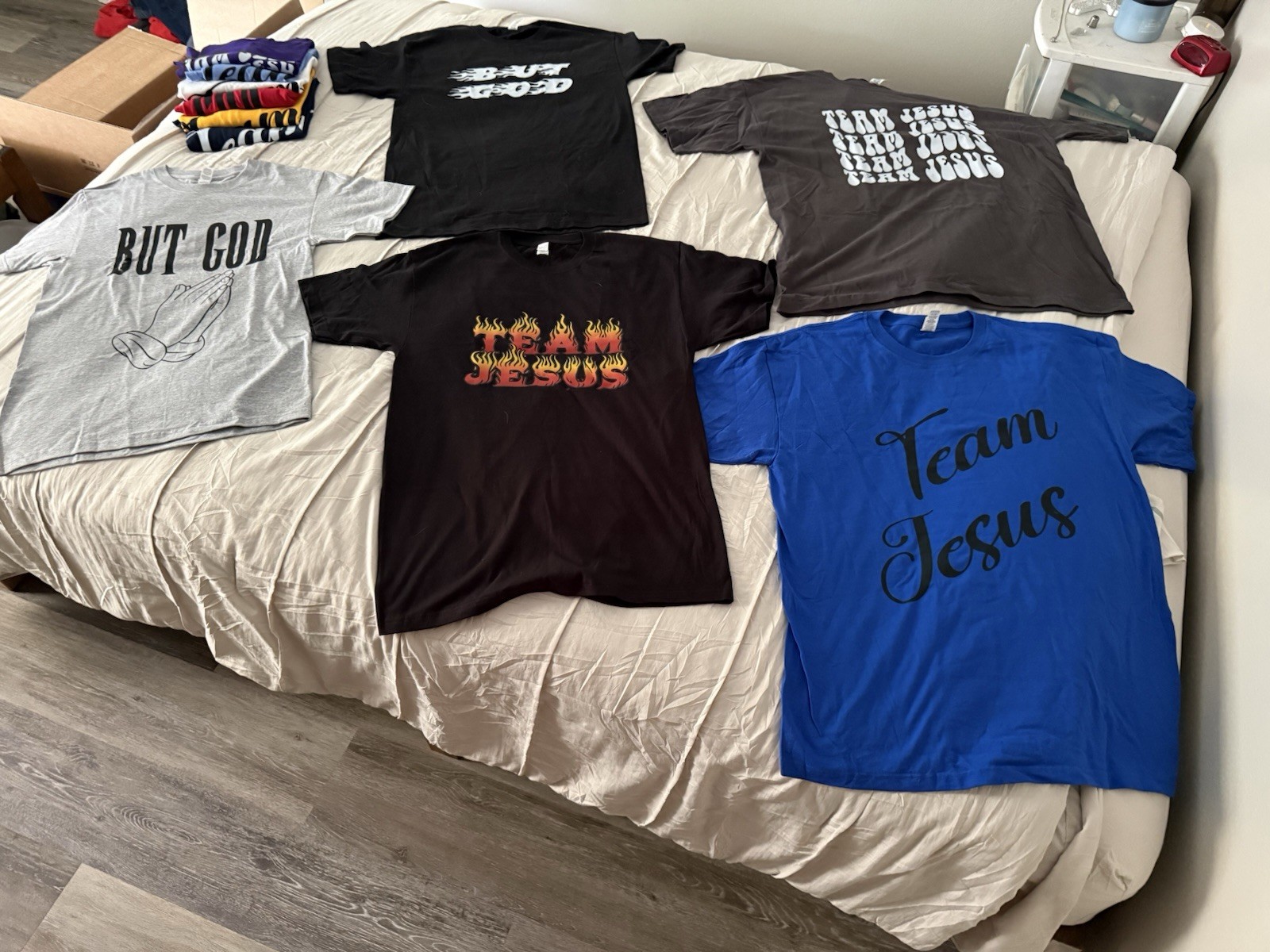 Religious Graphic Print T-Shirt Lot of 5 Team Jesus But God, Cotton, S-XL
