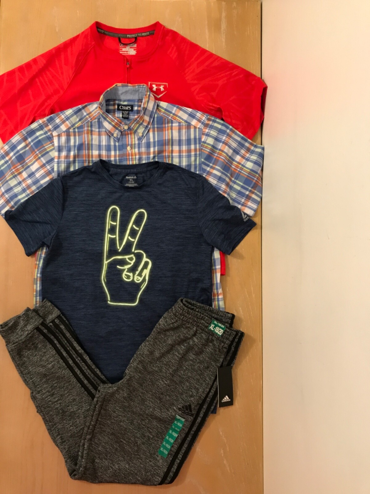 Adidas, Under Armour, Reebok, Chaps Boys CLothing Lot of 4 (1 New) Size 18-20 XL
