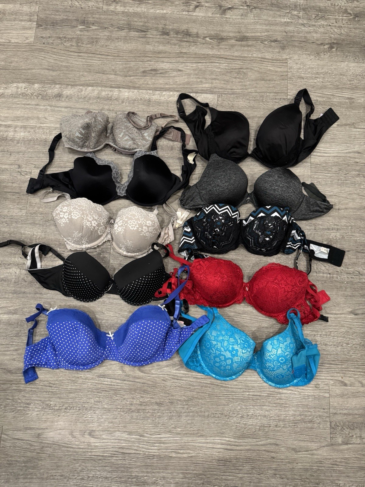 Lot of 10 Mixed Bras – Various Styles, Colors Sizes, Lace, Sizes in Description