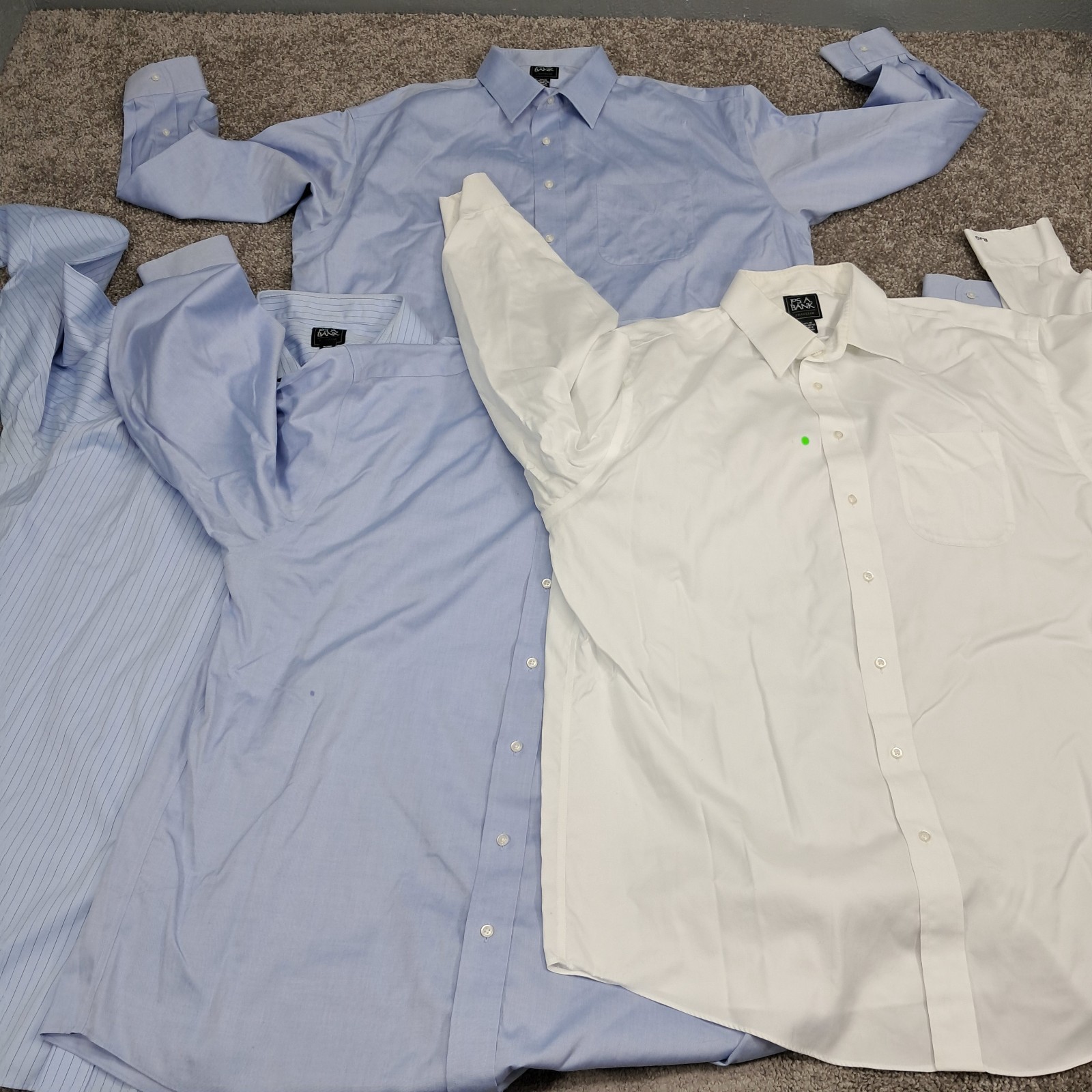 JoS. A. BANK Men&rsquo;s Dress Shirt Lot 4 Long Sleeve Striped White Blue 17 1/2-35