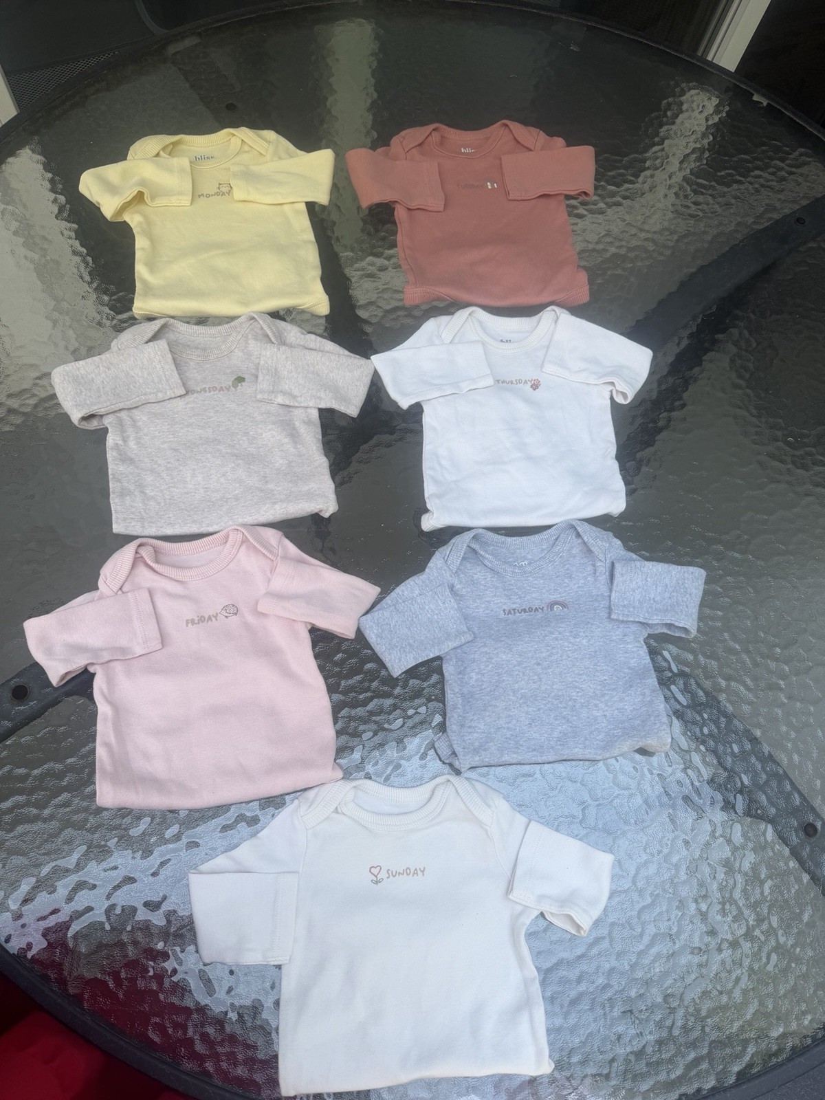 bliss Unisex Baby Lot 6 Cotton Long Sleeve Bodysuits Days of the Week