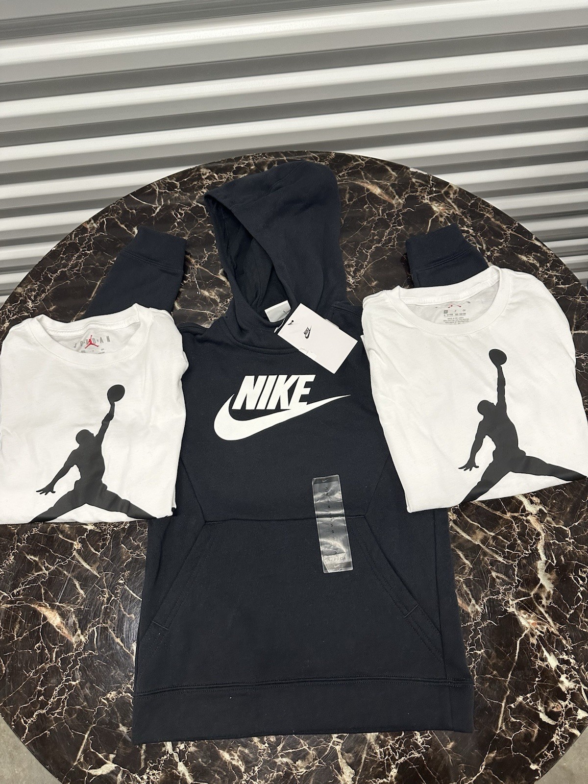 Nike Jordan Boys Size Small 3 Pack Bundle (2) White Shirts (1) Hoodie NWT BTS