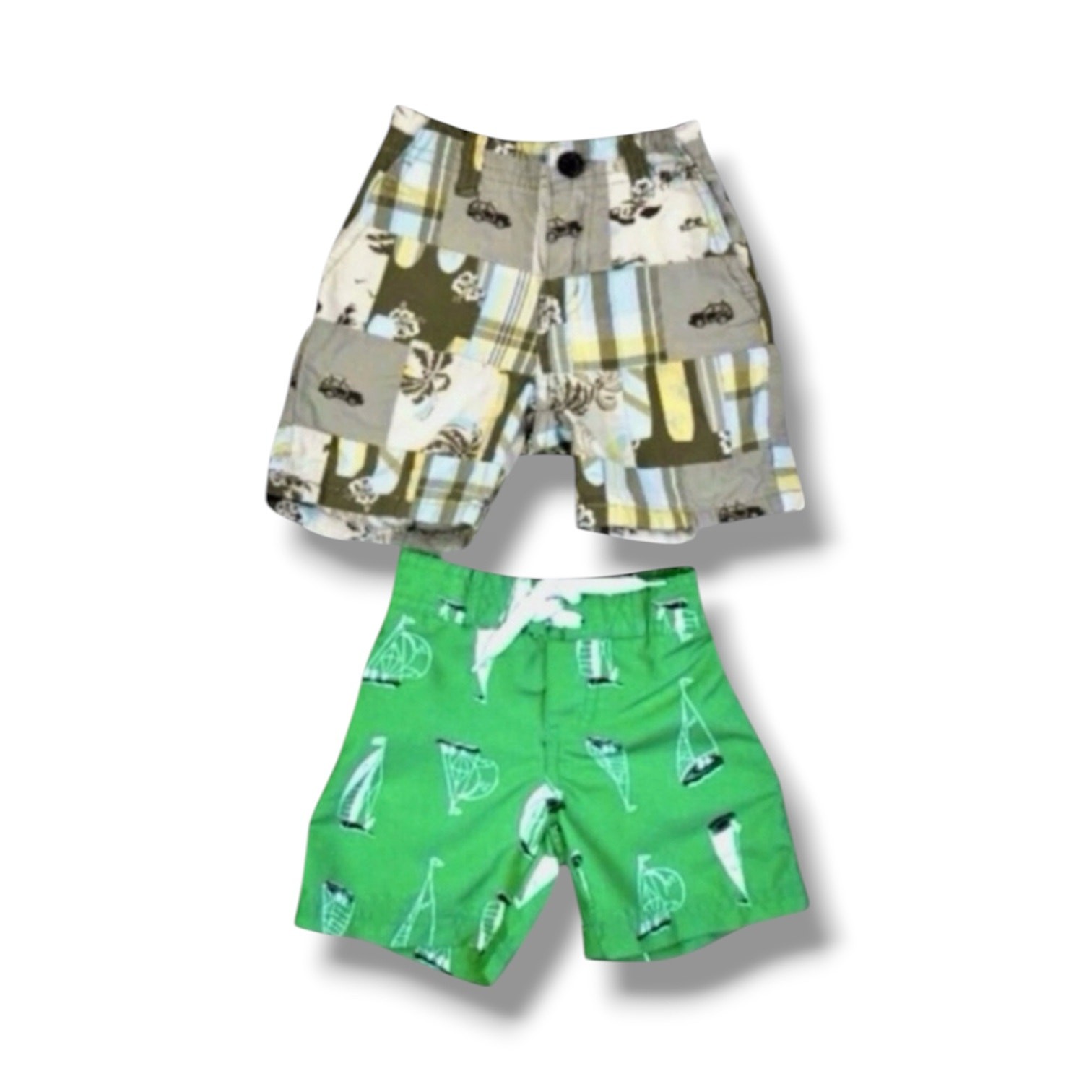 Janie and Jack Shorts Bundle Boys 6-12M Swim Trunks Plaid Patchwork Summer Beach