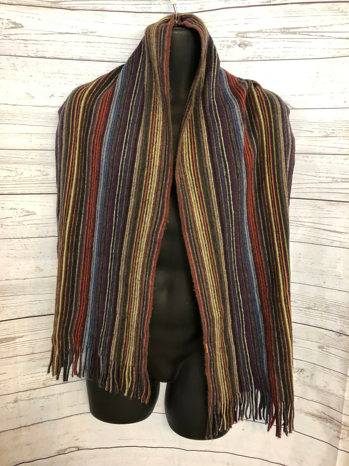 Lot of 3 Unisex Black/White, Multi-Colored Striped and Houndstooth Scarves Shawl