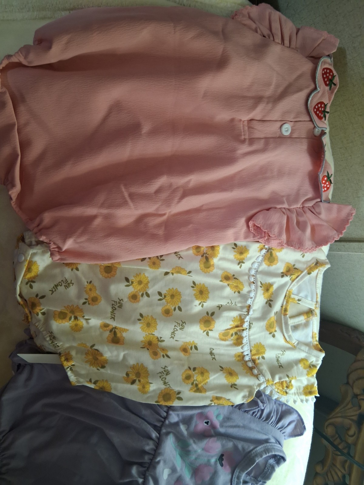 Mix Baby Girl Cotton Romper Lot 4pc Floral Multicolor Pink Purple All Season