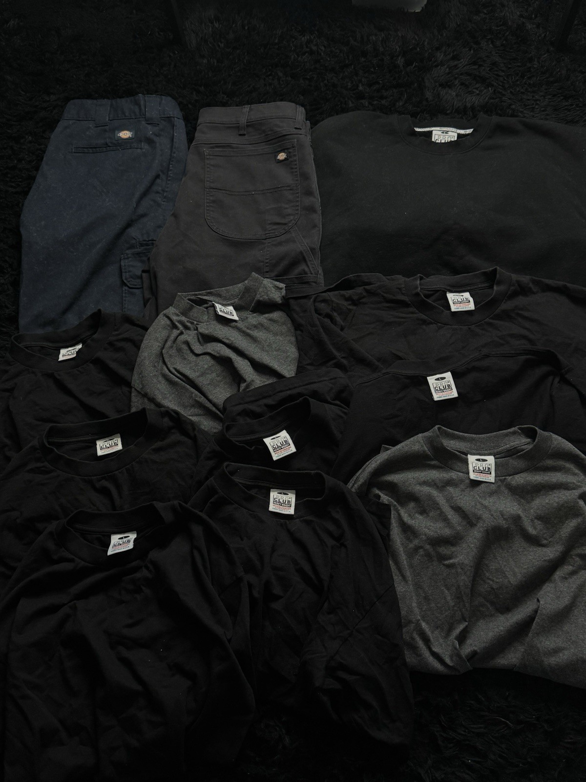 Pro Club & Dickies Black Gray Blue bundle, 12 piece