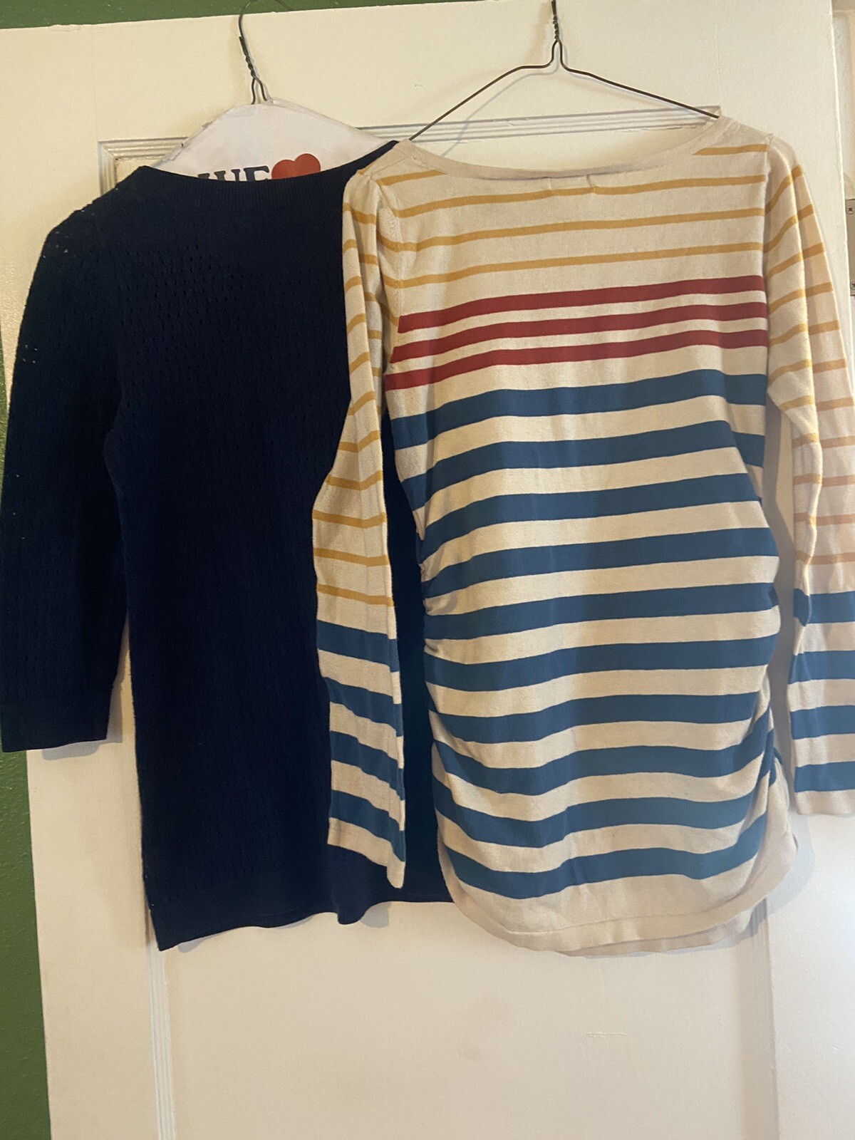 maternity shirts, medium/large, 3/4 length, long sleeve. professional. lot of 4.