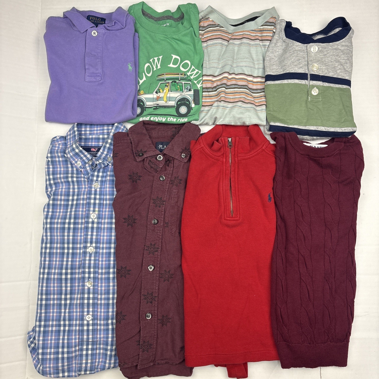 Boys Shirts Size 5 6 7 Lot of 9 Preppy Long Short Sleeve Solid Plaid Stripes