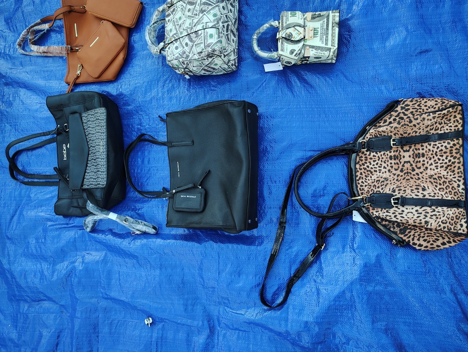 bebe Dana Buchman Jane & Berry Handbag Lot Faux Leather Animal Print Money