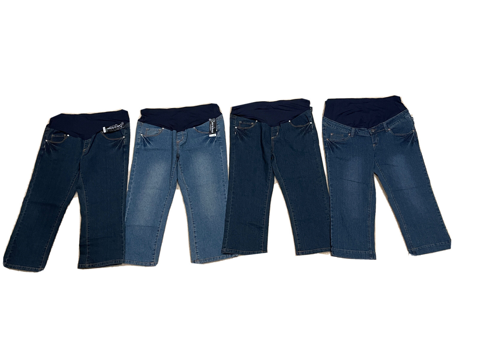 Lot 4 Belly By Design Maternity Size M Medium Capri Crop Denim Jeans 5 Pockets.