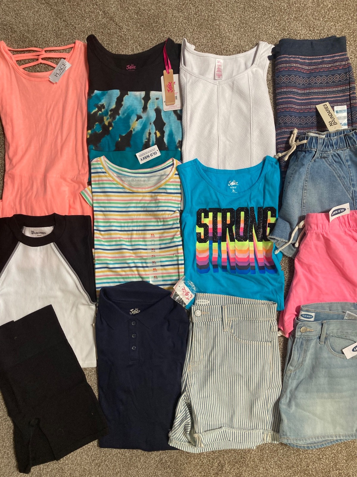 Girls Huge Size 12 14 & JR. SPRING SUMMER Clothing LOT Outfits OLD NAVY JUSTICE