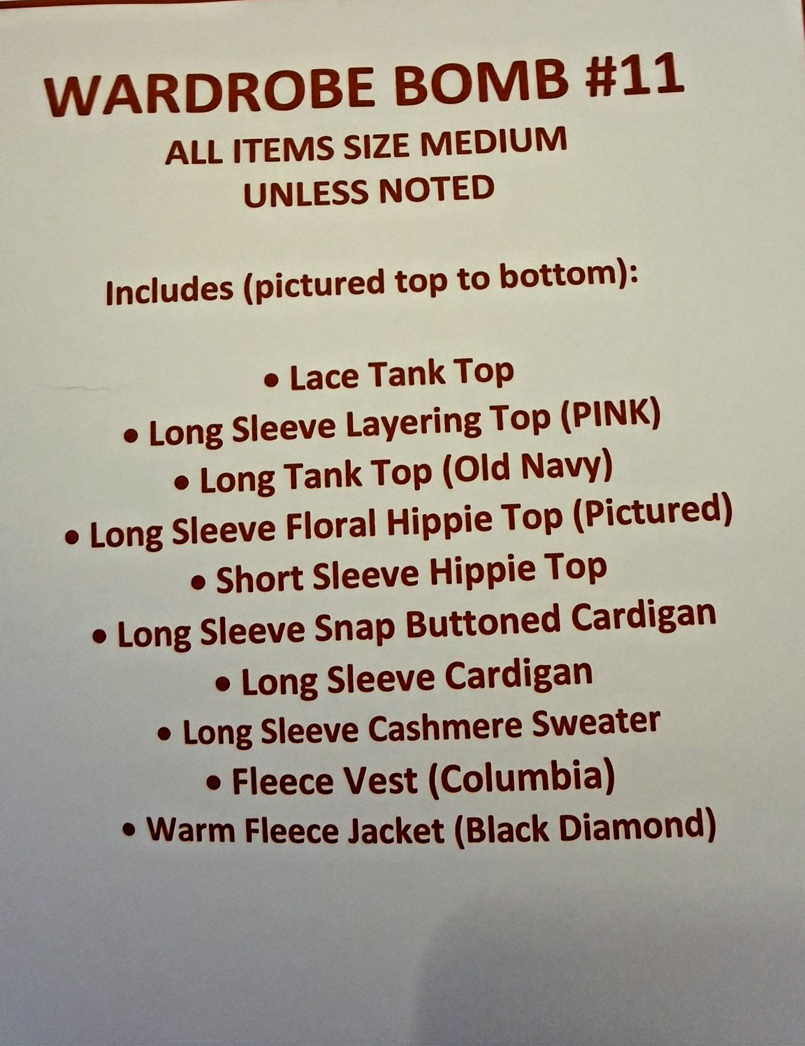 WARDROBE BOMB #11 Mystery Clothing Lots -W Med- Columbia, Cashmere, BoHo Style