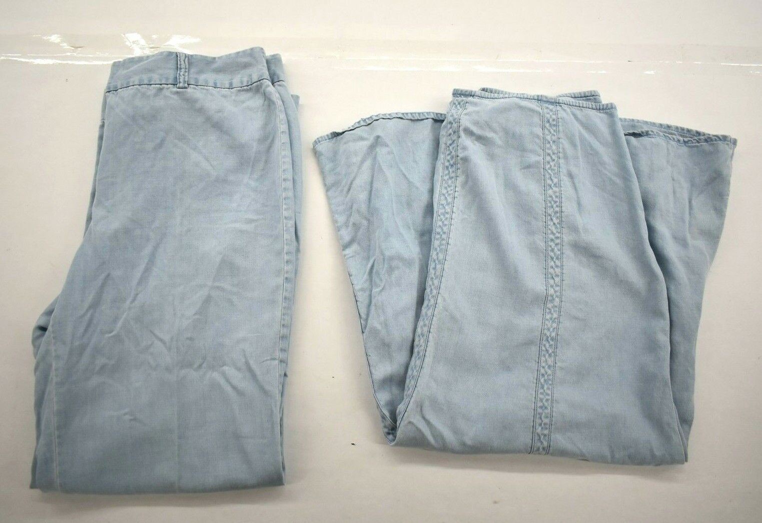 2 Emma James Womens Blue Wash Straight Leg Comfort Fit Flare Denim Skirt Pant 14