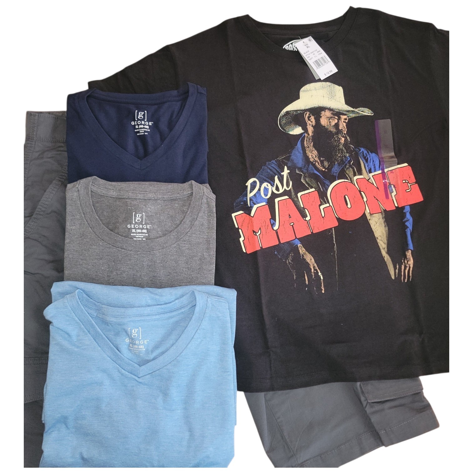 MEN&rsquo;S CLOTHING LOT SIZE XL, 5 PIECES INCLUDES A SIZE 40 CARGO BOTTOM