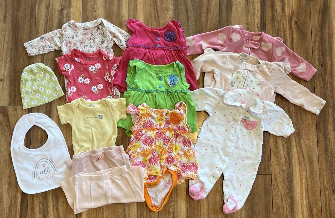 Infant Baby Girl 0-3mo Colorful Fun Summer Clothing Bundle LOT15pcs Dresses Hat