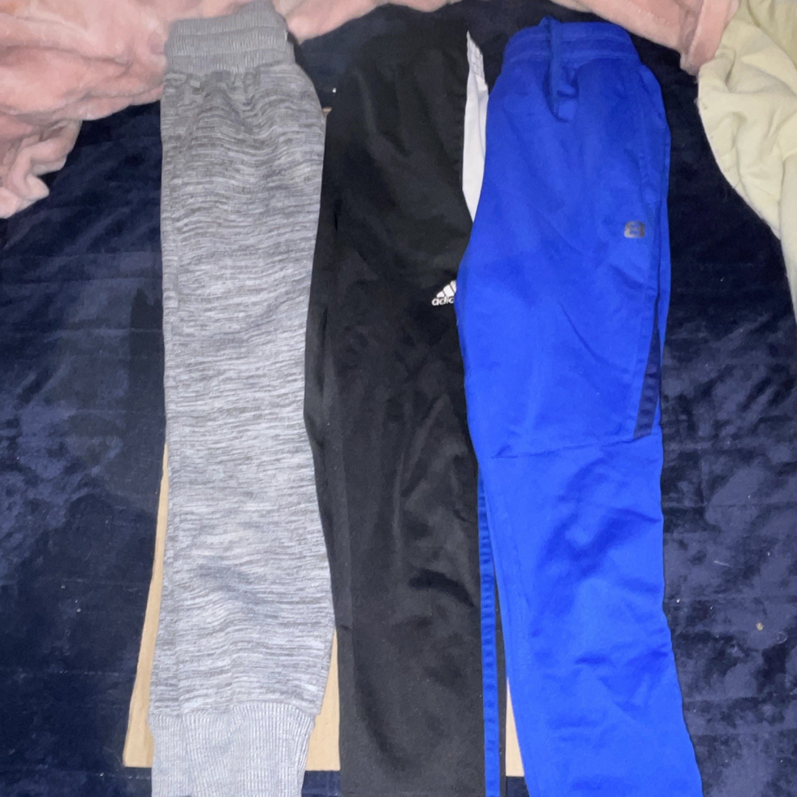 adidas Boys Size 8 Athletic Pants/Joggers Lot of 3 Gray Black Blue Sports