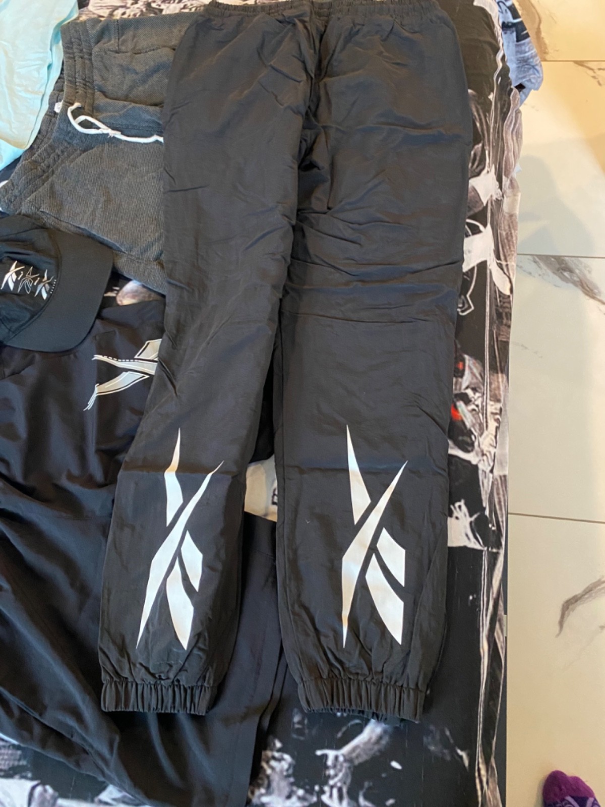 Reebok lot of NEW + USED shirts, shorts, pants, hat, sweats