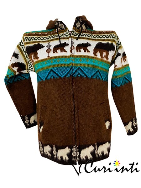 WHOLESALE LOT OF 5 ALPACA BEAR DESIGN JACKETS WITH HOOD – SIZE: M 8,5V