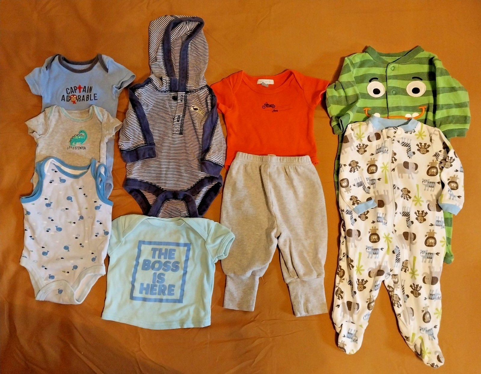 Carter&rsquo;s, Garanimal, Disney, Gap Infant Boys Clothing Lot of 9 Sizes NB-3m B291