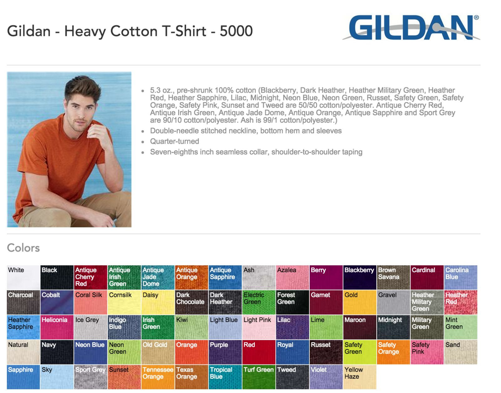 35 Blank Gildan Heavy Cotton 5000 T-Shirt Bulk Lot ok to mix S-XL & Colors