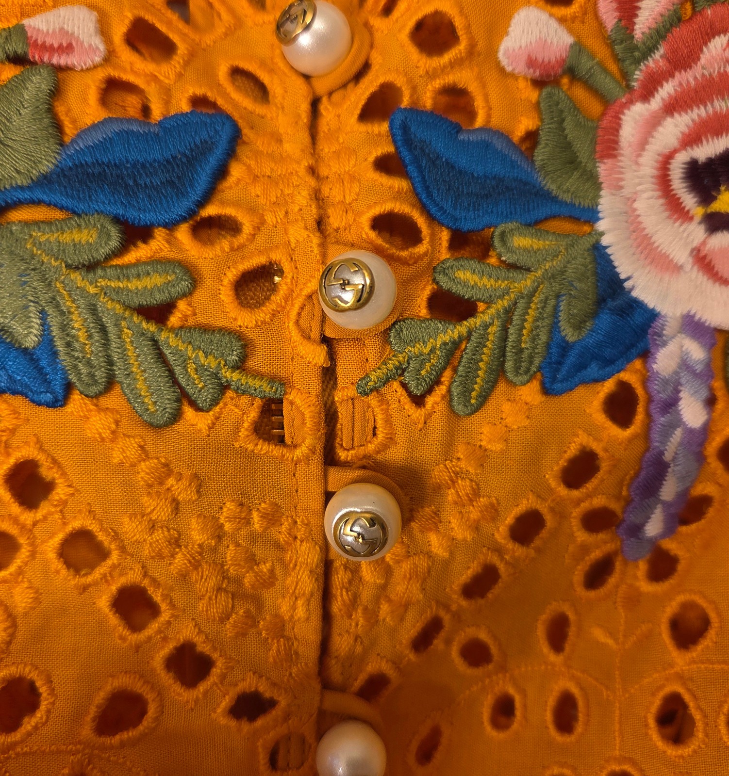 New! Gucci &lsquo;San Gallo&rsquo; Embroidered Broderie Anglaise Flower Dress 38 MSRP $4285
