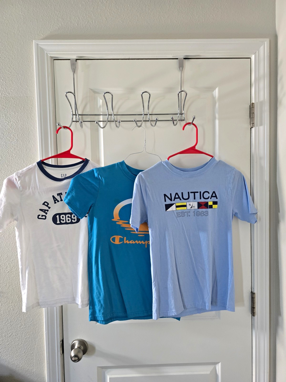 GAP Kids Nautica Champion Lot of 3 Graphic Print T-Shirts Blue/White 10/12 M