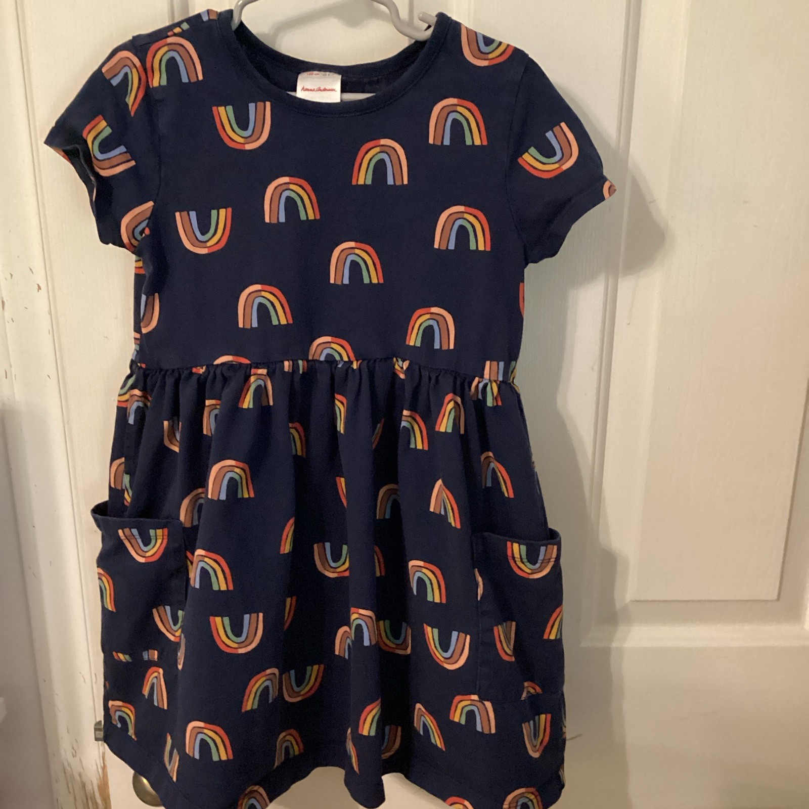 Hanna Andersson Girls Dress Lot of 3 US 6-7 Cotton Striped Citrus Rainbow Space