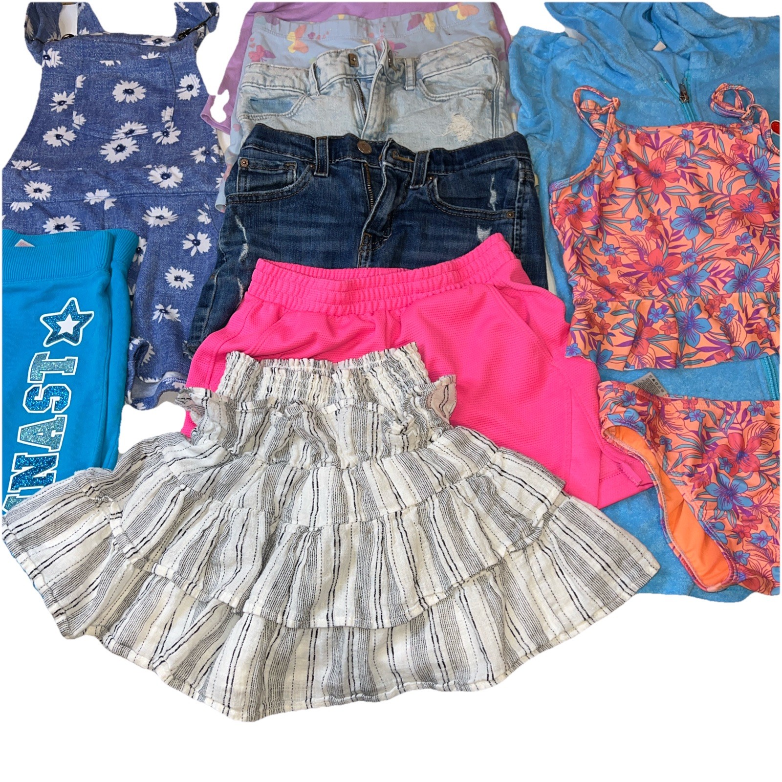 Lot of 10 Girls Clothes Size 7/8 Gap Justice Hurley Levi