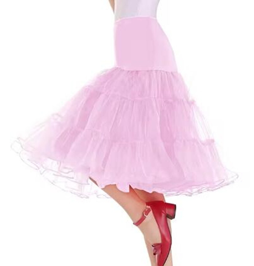 50s 65cm Rockabilly Long Petticoat Tulle Costume Underskirt Red Pink White Black