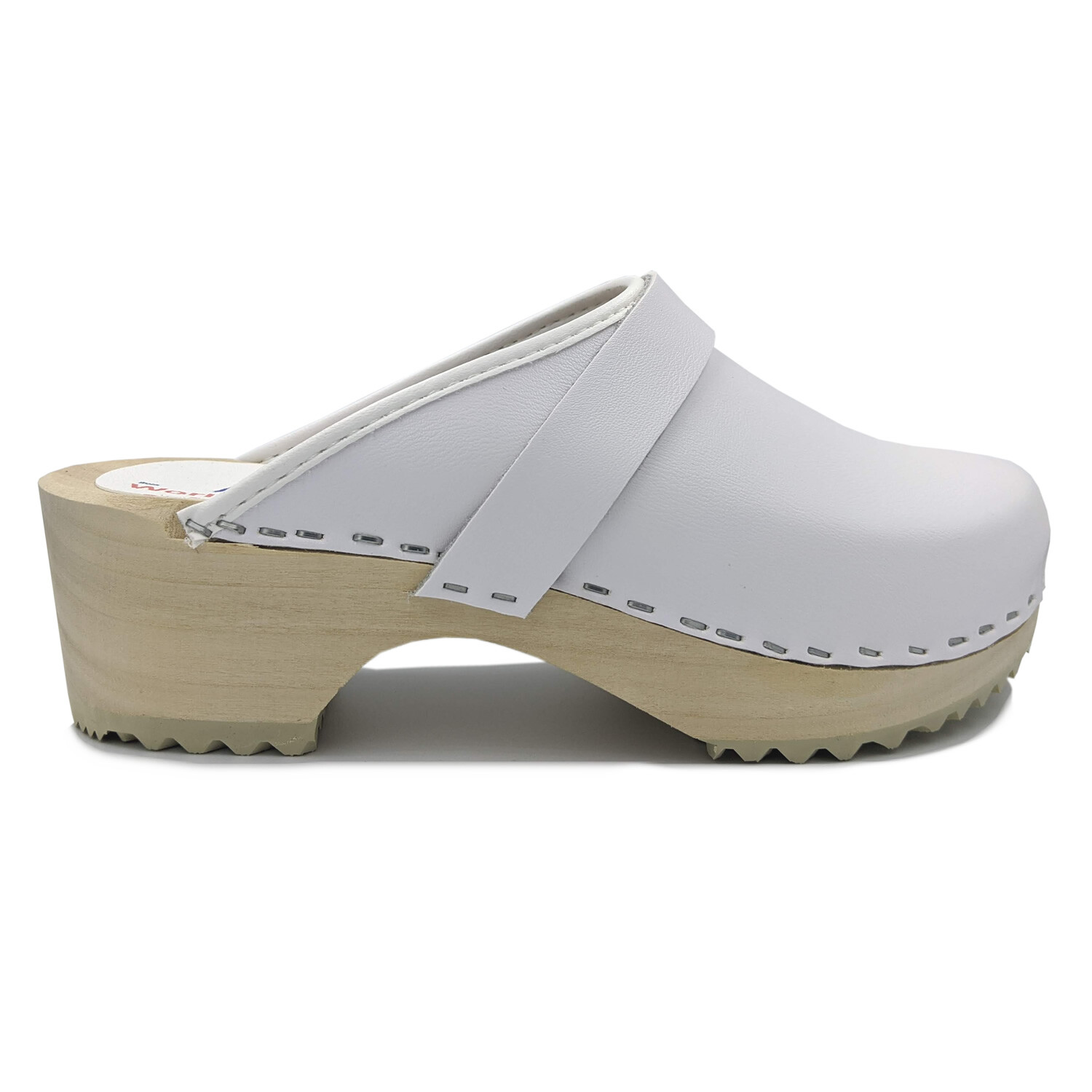 AM-Toffeln Swedish Style Clogs in White (100) – Wooden Footbed