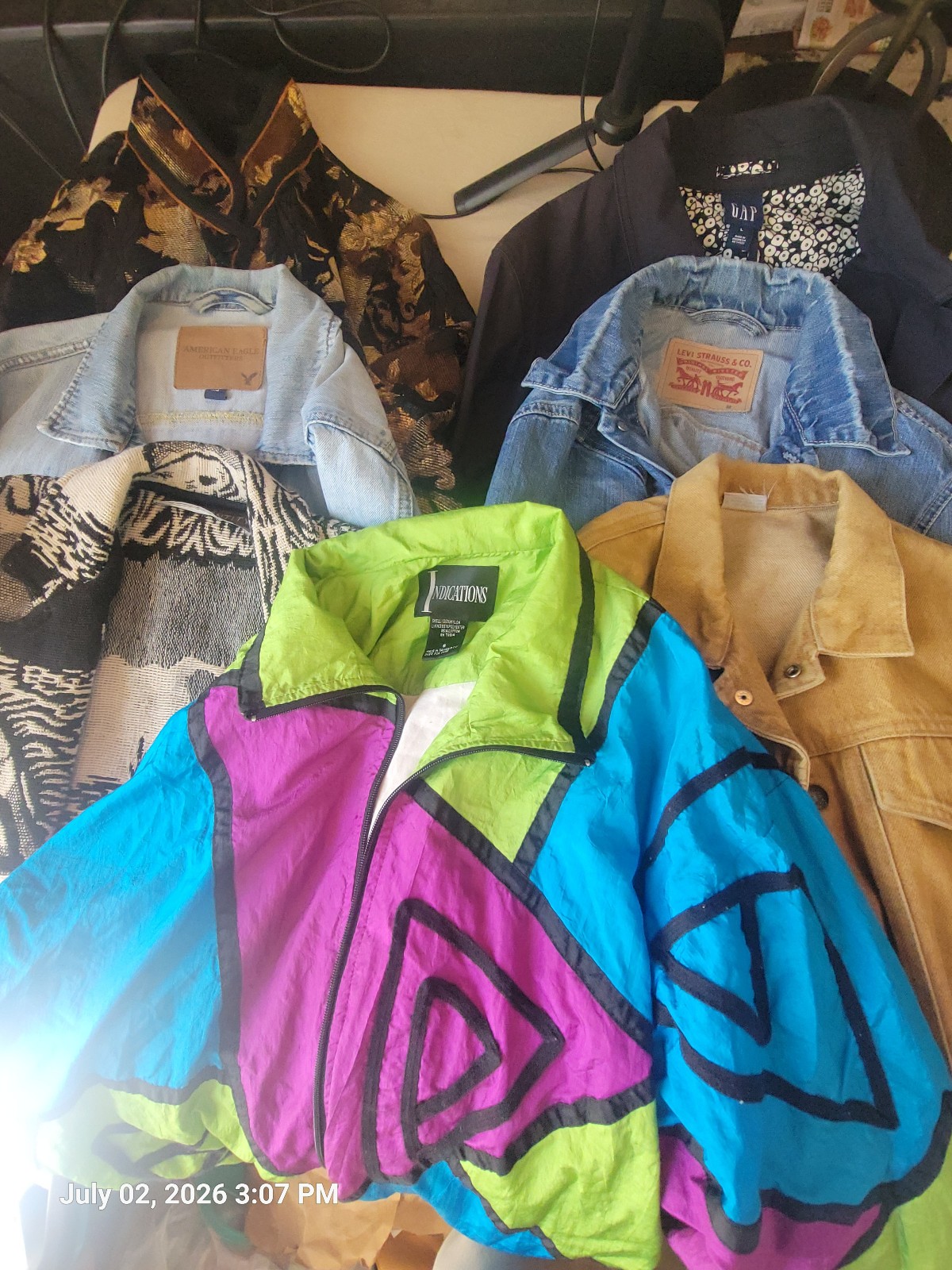Jacket Lot 7 Pieces Levi&rsquo;s American Eagle Gap Guess Tapestry Windbreaker Denim