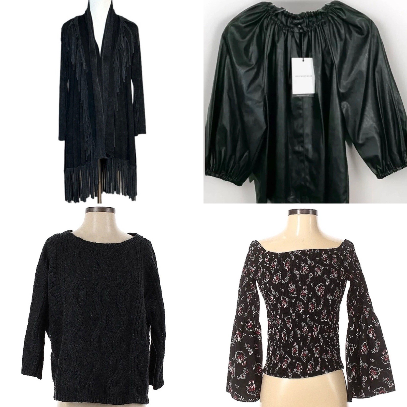 Women’s Small Black Top Sweater Lot: Ann Taylor, LOFT, Express, Fringe Cardigan