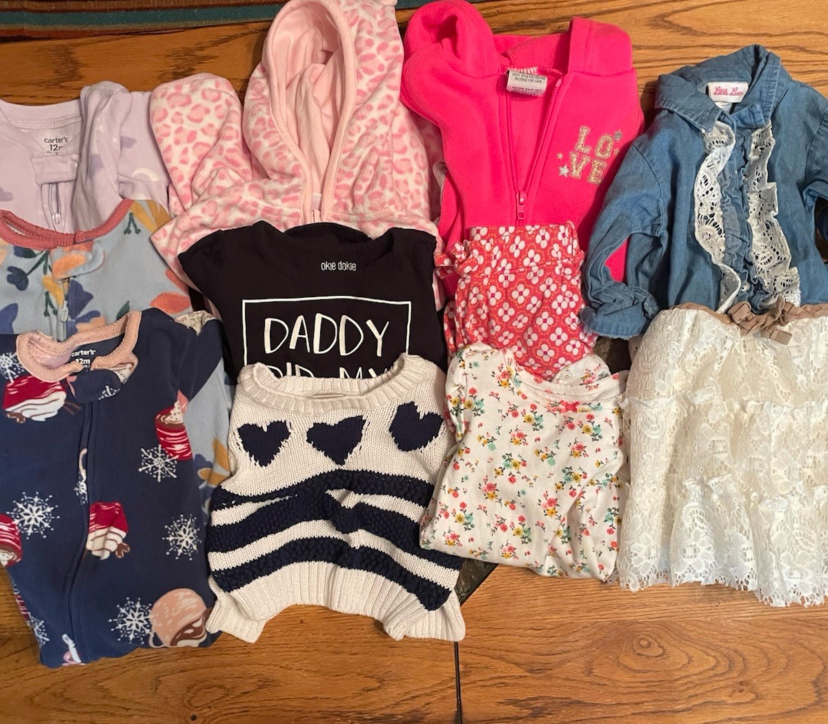 13 Piece Baby Girl 12 Month Clothing Fall/Winter Lot Carters,sleepers,dress