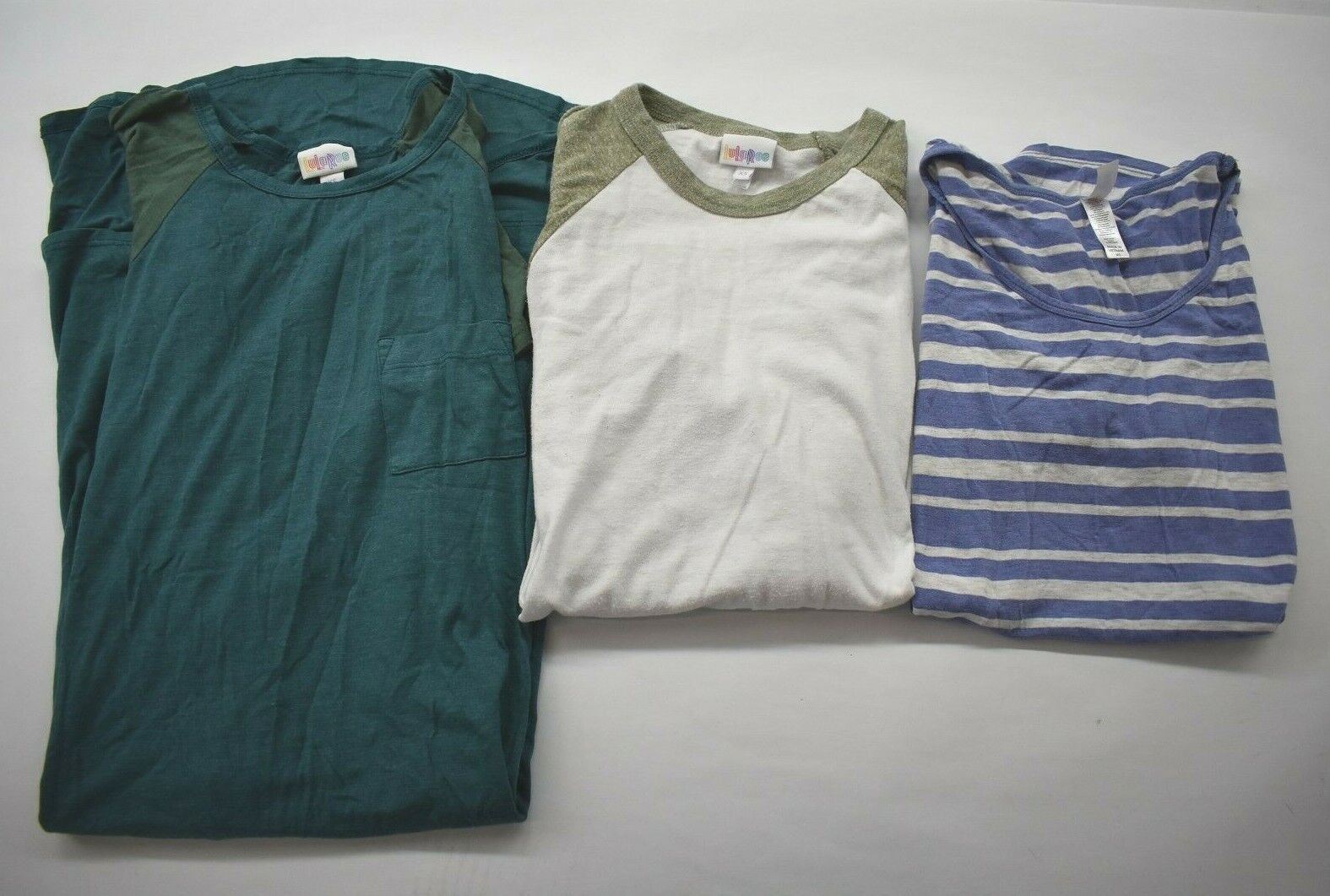 3 LulaRoe Womens Crew Neck Short Sleeve Comfort Fit Striped Top A-Line Dress XS