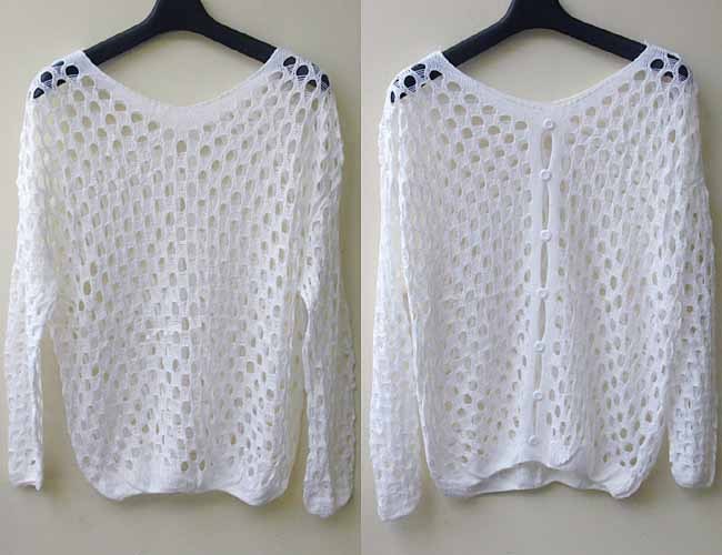 WHOLESALE BULK LOT 10 MIXED COLOUR Hollow Crochet Pullover Sweater Top T099