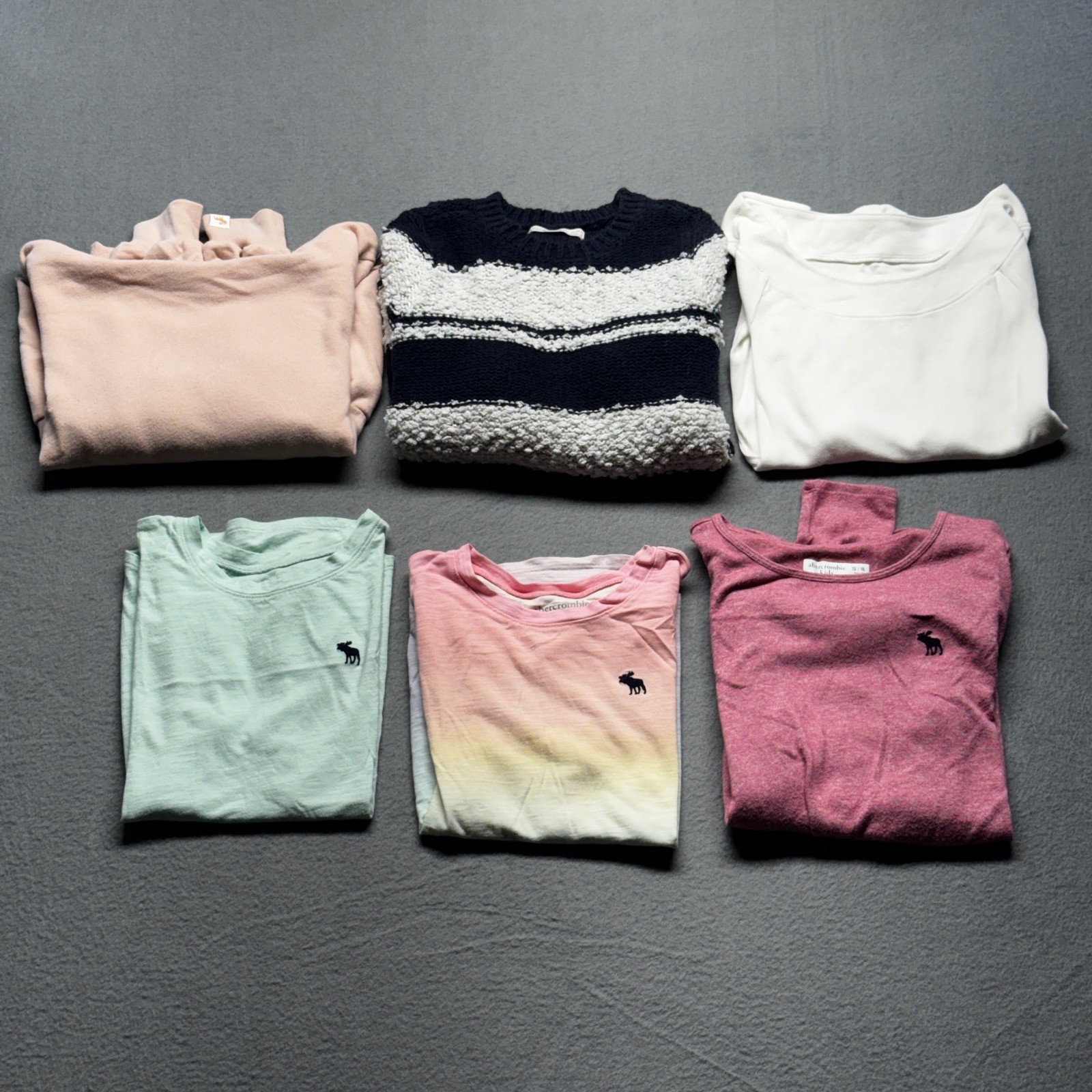 Abercrombie Kids Girl Clothes Lot of 6 Sweater Hoodie Tees Ombre 13/14 & 15/16